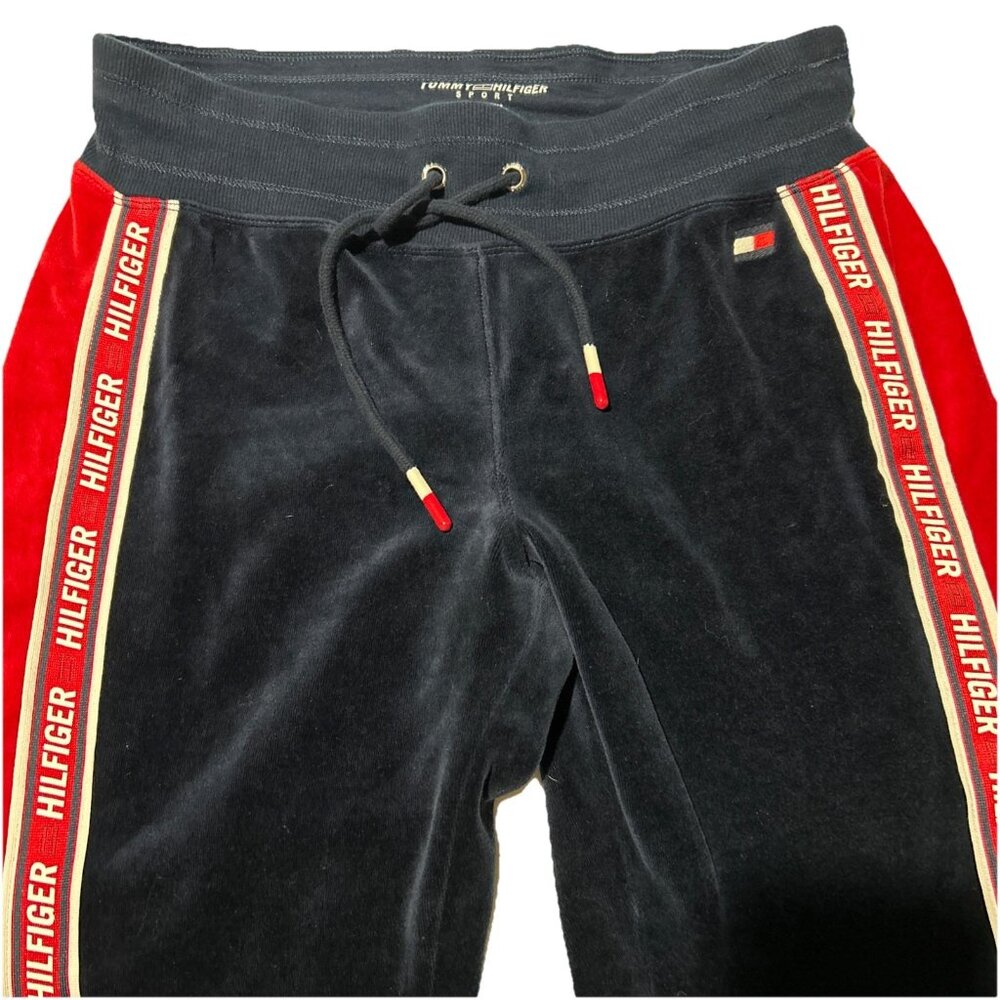 Tommy Hilfiger Women's Logo Leg Velour Velvet Athletic Jogger Pants Size Small